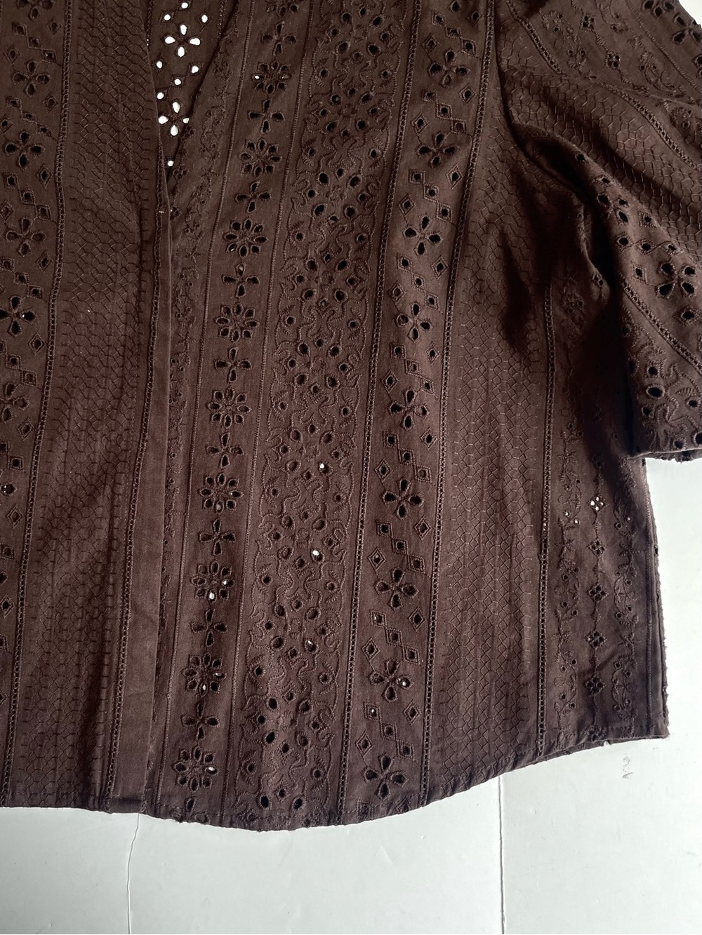 Zara Puff Sleeve Shirt With Perforated Embroidery - Picture 10 of 13